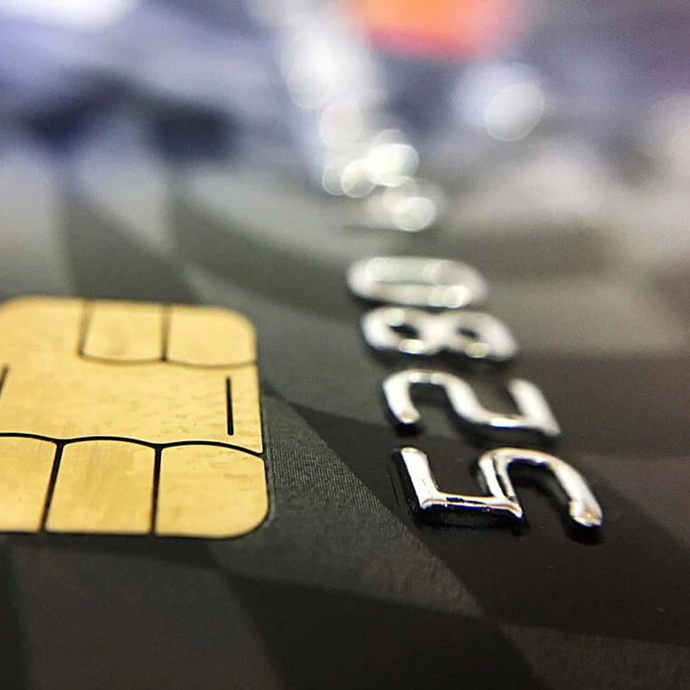 An image of the chip of a debit card