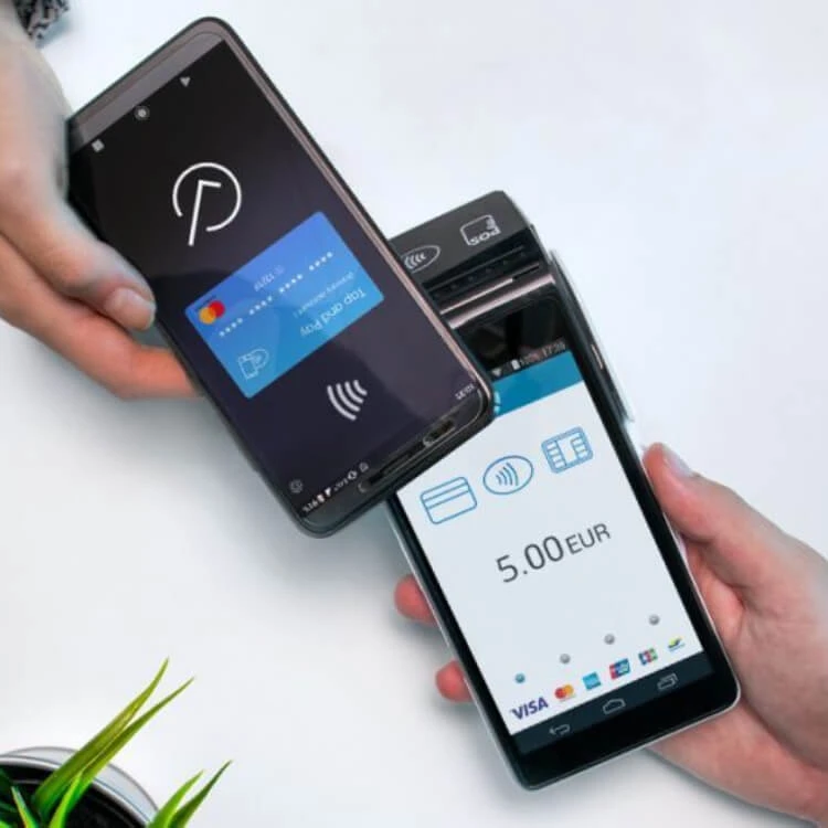 A phone paying on card reader with NFC