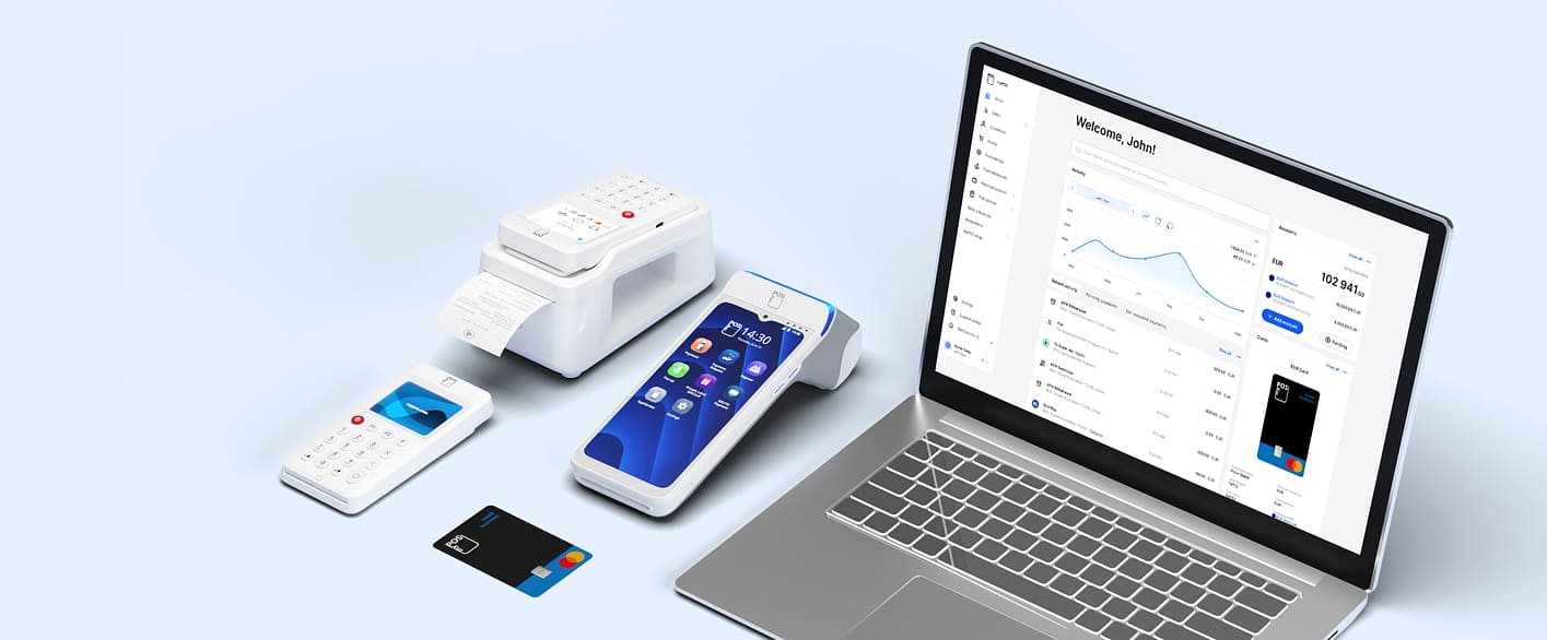 Laptop and myPOS terminals