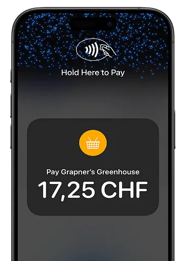 Your customer holds the card the payment symbol