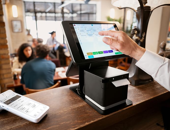 myPOS Order device in the palm of a hand